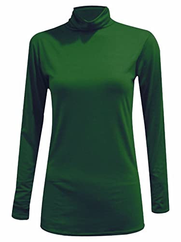 Shop Nova® Polo Neck Jumper Tops Long Sleeve Ladies Roll Turtle Neck Plain Knitted Pullover Sweatshirt for Women Stretch Lightweight Sweater Top UK Size 8 to 24 (Bottle Green, 18)