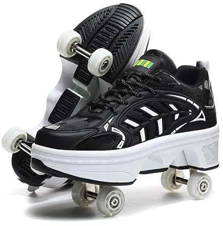 Unisex-Kinder Skateboard Schuhe Kinderschuhe mit Rollen Skate Shoes Rollen Schuhe Sportschuhe Laufschuhe Sneakers mit Rollen Kinder Jungen Mädchen,Noir-37