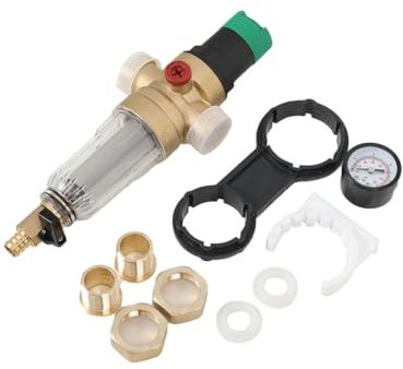 FMCQQBK Rückspülfilter mit Druckminderer DN20 3/4 Zoll, Messing Druckregler Wasser Einstellbare Druckminderer für Trinkwasser