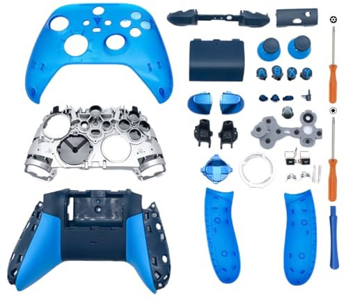 Hzxkqmil Kit de Carcasa Completa para Xbox Series X/S Mando - Azul Special Edition, Cáscara de Repuesto Completa Funda Frontal Cubierta Trasera Tapa de la Batería Botones LB RB Accesorios