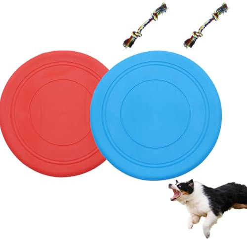 Hunde-Frisbee, Frisbee, Hundespielzeug, Kong Frisbee für Hunde, Hundefrisbee unzerstörbar, Kong Frisbee, weiche Frisbee, Hundescheibe, Frisby für Hunde, Frisbee für Land und Wasser (Blau, Rot)