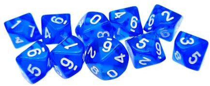 Dadi D10,Trasparenti Poliedrici Dadi 10 Pack Blu Dadi 10 Facce Dice per DND MTG RPG Dungeons and Dragons Festa in Famiglia Raccolta Giochi da Tavolo 22mm