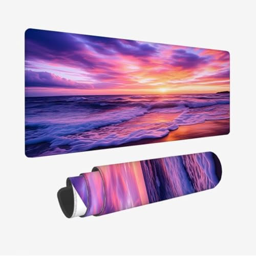 Tapis de Souris 1000x500mm,Tapis de Souris Lever du Soleil sous Main Bureau,Tapis Souris Flots Tapis de Souris Gamer,Tapis Souris Gamer Imperméable Antidérapante,sous-Mains pour Bureau/Gamer JC-285