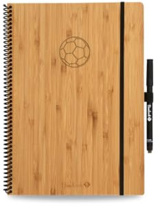 BAMBOOK Fußball-Planer - Bambus Hardcover - vollständig abwischbar und wiederverwendbar - inkl. 1 marker