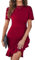 HUXRAKV Femme Elégante Robe d'affaires Manches Courtes Bodycon Vintage Ruffle Manches Robe Midi de Soirée Formelle,WD34-Rouge,M