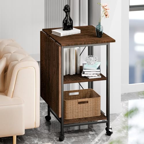 Mobiler klappbarer Computer-Arbeitsplatz mit Regalen, tragbarer Rolltisch für Zuhause, Büro, Laptop, Studium und Schreiben, solider und faltbarer Wagen auf Rädern