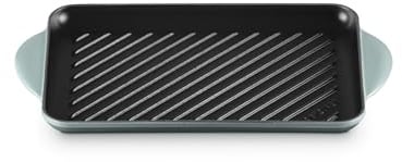 LE CREUSET Rechteckige Grillplatte aus Gusseisen, 32 cm, Für alle Herdarten inkl. Induktion geeignet, Sea Salt