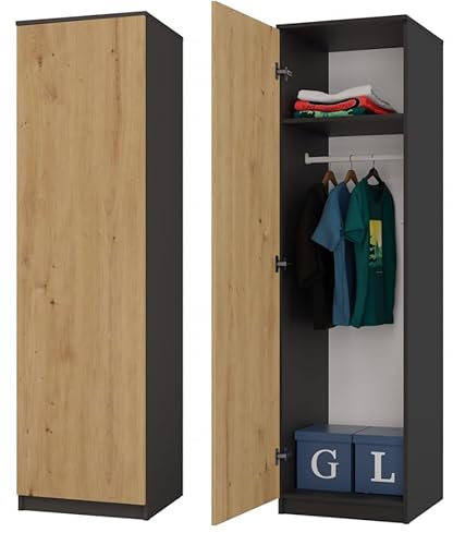 BDW SD-50 Armoire 50 x 50 x 180 cm, à 4 étagères, tringle à vêtements, idéale pour une chambre à coucher, un couloir, une chambre d'enfant ou un bureau - Portant à vêtements, porte-manteau