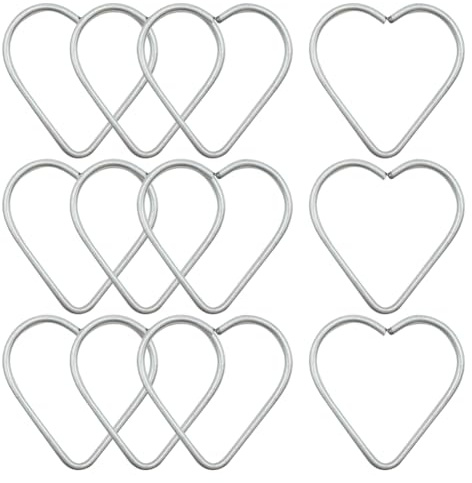 JIHUOO 12 Stück 5 cm Herz-Traumfänger-Ringe, kleine Makramee-Ringe, herzförmige Metall-Kranz-Rahmen, Metallrahmen für Bastelarbeiten, Hochzeit, Wandbehang, Dekorationen