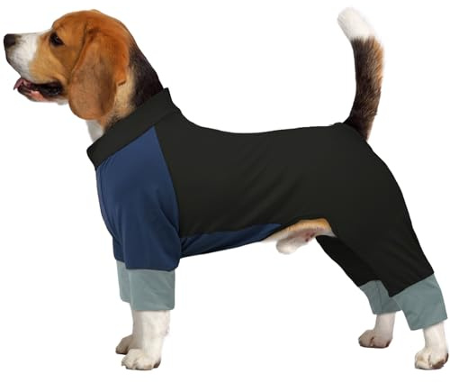 Dog Recovery Suit After Surgery for Limbs Back Wound Care, Cozy Dog Onesie Cone Alternative, Breathable Summer Anti Licking Bodysuit, Full Body Four-Leg Stretch Pollen Protection Suit, Black L