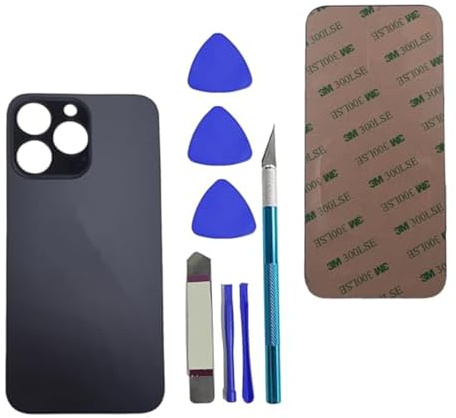Peixiong Tapa Trasera 13 Pro MAX - Cristal Trasero de Repuesto para iPhone 13 Pro MAX con Kit de Herramientas Repar y Adhesivo preinstalado (Negro)
