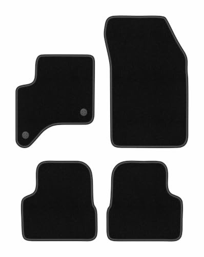 Velours-Fußmatten passend für FIAT 600 2024-, Schwarz, Basic, passgenau | passend für Hybrid; dünner Velours-Teppich (Polypropylen), ca. 4 mm; rutschfest, runde Befestigungen (Typ FL)