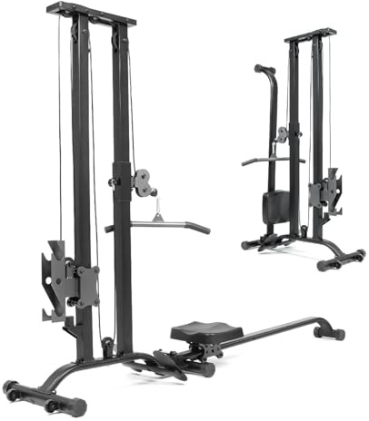 TOUSAINS Cable Machine Home Gym CR63, 150kg Plates Loaded Cable Crossover Machine, 2 in 1 Functional Trainer with Rowing Machine, Space Saving Design