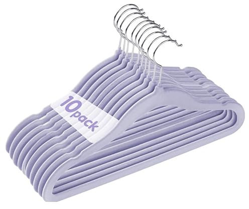 50 Stück Kinderkleiderbügel aus Samt,Kids Velvet Hangers, platzsparend,Ultradünnes und Rutschfestes Design 360°drehbare Kinder Kleiderbügel,lila-rosa