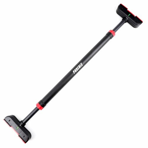 Phoenix Fitness Doorway Pull Up Bar - Adjustable Telescopic Chin Up Bar for Door Frame with No Screws - Secure Fit & Soft Grip for Upper Body Workout & Strength Training - Black, 200kg Load, 73-113cm