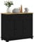 HOMCOM Sideboard with Rubber Wood Top, Modern Storage Cabinet, Kitchen Cupboard with 3 Doors, 3 Drawers and 3 Adjustable Shelves for Dining Room, Living Room, Black Wood-Effect