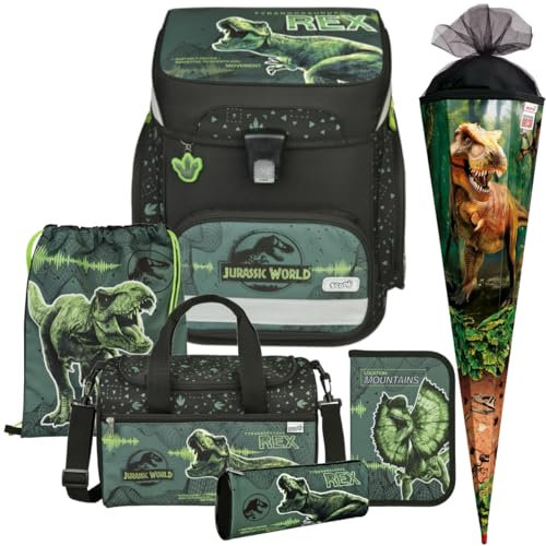 Pridera Jurassic - Dino - T-Rex Schulranzen-Set EasyFit 7tlg mit Sporttasche und Schultüte