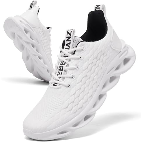 TIANZEBEN Damen Schuhe Turnschuhe Sportschuhe Laufschuhe Running Tennis Walkingschuhe Fitnessstudio Sneaker Freizeit Fashion Leichtgewichts Atmungsaktiv Weiß 36