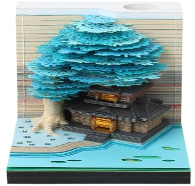 calendrier 3d de la cabane dans les arbres,calendrier de bureau 3D 2026,bloc-notes de noël,Bloc-notes hebdomadaire anglais avec LED,bloc notes en papier à sculpter comme