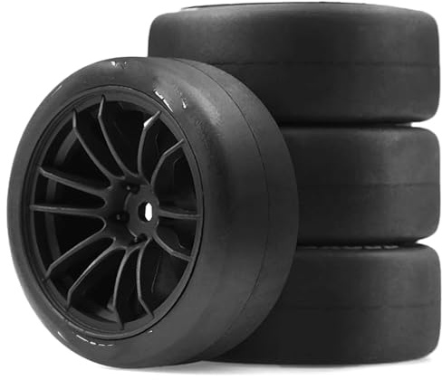 RC Autoreifen Felge Kompatibel Mit XV02 XV01 Für TT01 Für TT02 A959 1/10 RC On Road Für Touring Für Straßenwagen Für Slotcar Für Rennstrecken Autos Räder Reifen(Black)