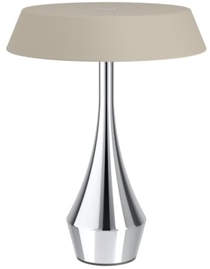 EGLO Kabellose LED Tischlampe Turcio, Akku Touch Lampe dimmbar | wiederaufladbare Outdoor Tischleuchte, Metall in Chrom und Beige, IP44