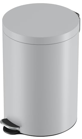 Hailo Selekta Tretmülleimer Soft Close mit Inneneimer, 20 Liter, Grau | Runder Mülleimer aus Stahlblech, Design-Fußpedal, für Bad und Küche