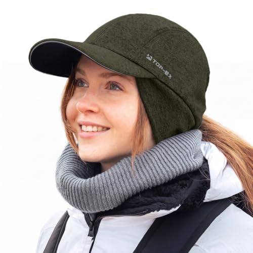 TOP-EX Damen Wintermütze Basecap mit Zopfloch, Fleece und Ohrenschutz | Wasserabweisend, reflektierend und fleecegefüttert mit Ohrenschutz und Zopfloch – für Laufen, Wandern, Camping und Skifahren