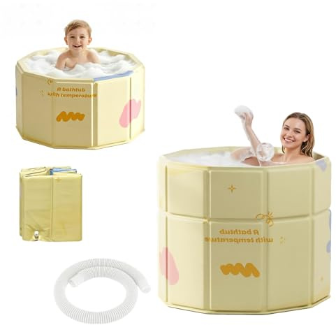70cm Faltbare Badewanne, Sitzbadewanne Erwachsene, Eisbaden Tonne für Senioren, ältere Menschen und Kinder, kleine Badezimmer, als Warmwasserbadewanne oder Eisbad für Erwachsene