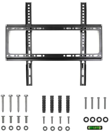 Wealsun TV Wall Bracket | Ultra Slim TV Mount for 26-60in Flat&Curved TV, Protrudes 23mm From the Wall, Up to 45kg, Max VESA 400 × 400mm