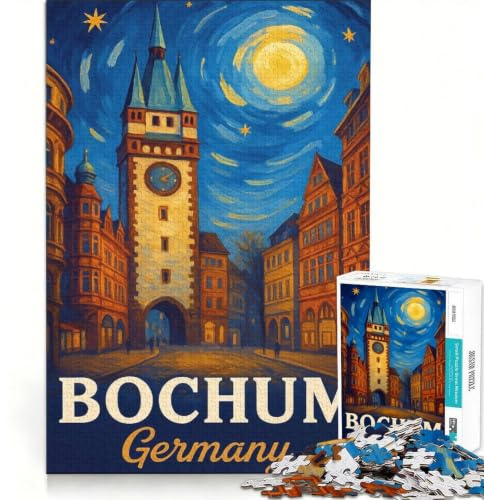 1000-teiliges Puzzle für Erwachsene, Stadtbild von Bochum, Deutschland, Lernspiel, Handgeschwindigkeitsrennen, Geschenkidee für die ganze Familie 50x75cm