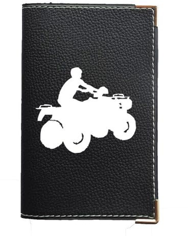 Syl'la Étui Porte-Carte Grise, Papiers de Voiture et Permis - Personnalisé Quad - Protection en Simili Cuir Noir pour Homme - Fabriqué en France