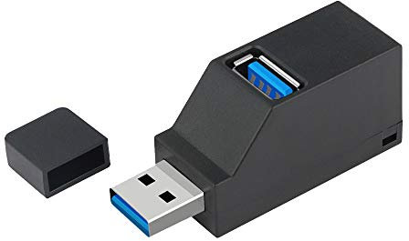 EasyULT USB 3.0 3-Ports Hub (2 USB 2.0 + USB 3.0), Compatible con Windows XP/Vista / 7/8/10, Mac OS, Linux (Negro)
