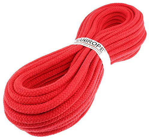 Kanirope® Baumwollseil COBRAID 5mm 50m Farbe Rot 16-fach geflochten