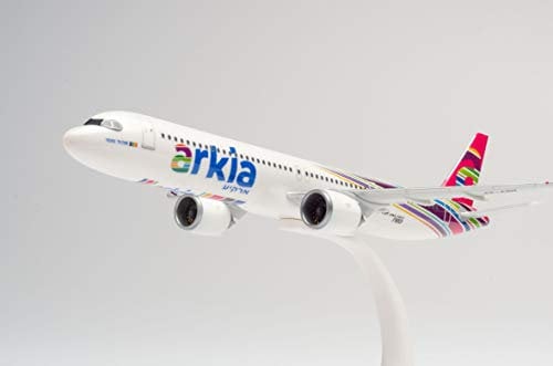 herpa Arkia Israeli Airlines Airbus A321LR in Miniatur zum Basteln Sammeln und als Geschenk, Mehrfarbig