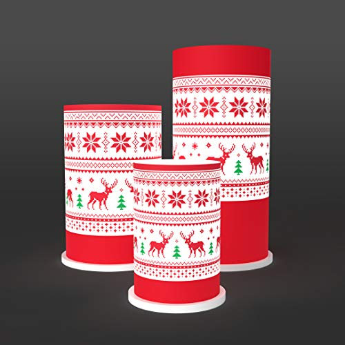 Weihnachtsdeko | 3er Set Windlichter „Norway“ | Bedruckte Windlichter in den Größen S, M und L
