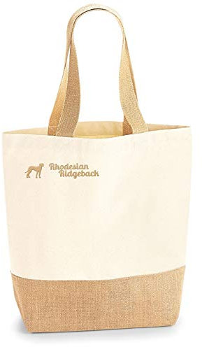 Rhodesian Ridgeback Jute Jutebeutel Shopper Einkaufstasche Hund Bestickt Hundemotiv Stickerei Baumwolltasche Stoffbeutel Bestickt Lange Henkel 24x41x13cm Geschenkidee Hund Beutel Tasche