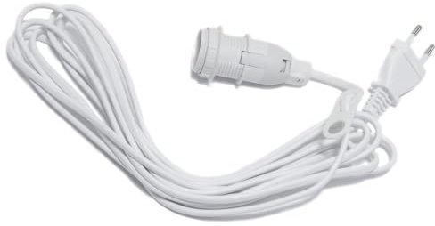 NETPROSHOP Ersatzkabel mit Fassung E14 Weiß für Papier Leuchtsterne 3,5m ohne Schalter, Auswahl:5 Meter