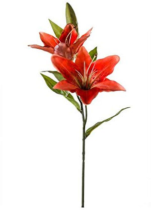 artplants.de Branche de lys tigré Artificiel Emiko, Orange, 65cm - Fleurs artificielles/Faux lys