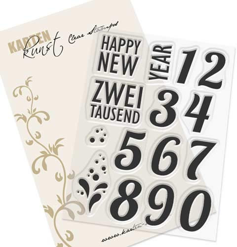 Karten-Kunst Clear Stamps KK-0143 Stempel Silvester Neujahr Happy New Year Silikonstempel