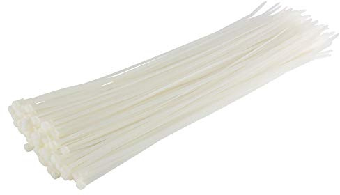 GTSE Kabelbinder, 35,6 cm, weiß/transparent, 100 Stück, 22,7 kg Stärke, UV-beständig, lange Nylon-Kabelbinder, selbstschließend, 35,6 cm
