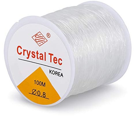 100 m 0,8 mm elastische Stretchschnur, Draht, Kristallschnur, Perlenkordel für Armband, Kristallweiß (0.8mm)