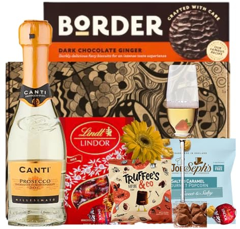 Canti Prosecco White Wine Chocolate Hamper Gift, Birthday Gift for Women, Prosecco and Chocolates for her