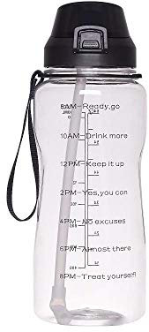 KJST Travel Mug Mug Thélivraison Gratuite Bouteille d'eau Inspirante pour Salle De Sport De 2 litres Et Demi Gallon, Matériau Tritan sans Bpa, avec Horodatage-2,0 L_Clair