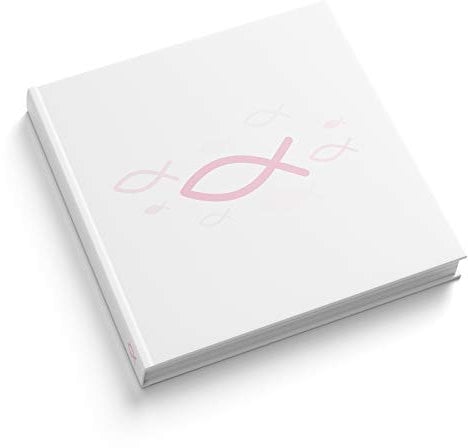 itenga Gästebuch Fisch Rosa I 21,0 x 21,0 cm, 120 Seiten I für Kommunion, Konfirmation und Taufe I ideal als Fotoalbum oder zum Festhalten von Erinnerungen