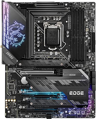 MSI MPG Z590 GAMING EDGE WIFI Gaming Motherboard (ATX, 11th/10th Gen Intel Core, LGA 1200 Socket, DDR4, PCIe 4, CFX, M.2 Slots, USB 3.2 Gen 2, Wi-Fi 6E, DP/HDMI, Mystic Light RGB)