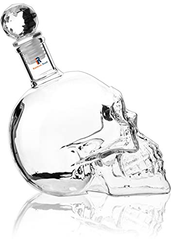 Decanter teschio Wiskey, bottiglia teschio in vetro trasparente, decanter liquore da 1000 ml per whisky, vodka, brandy, gin