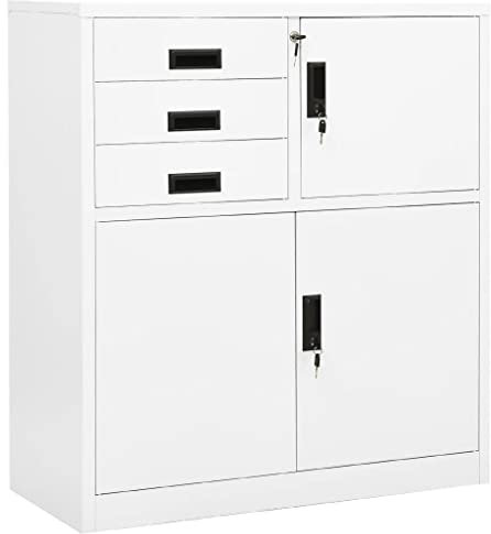 vidaXL Büroschrank Aktenschrank Metallschrank Stahlschrank Lagerschrank Aufbewahrungsschrank Schrank Büromöbel Weiß 90x40x102cm Stahl