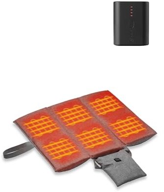 ORORO Heated Seat Cushion with Battery Pack, Foldable USB Heated Seat Cover Pads for Office Chair, Stadium, Camping (Flecking Grey)
