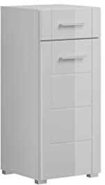 Badezimmer Badschrank Badkommode Standschrank Venice, Holzwerkstoff, weiß Nachbildung/weiß Hochglanz, 37 x 77 x 23 cm