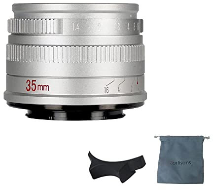 7artisans 35mm F1.4 Mark II APS-C Manueller Fokus Festes Objektiv Große Blende Kompatibel mit Fujifilm Fuji Kamera X-A1 X-A10 X-A2 X-A3 A-at X-M1 XM2 X-T1 T3 T10 T2 T20 T30 X-Pro1 Pro2 X-E1(Silber)